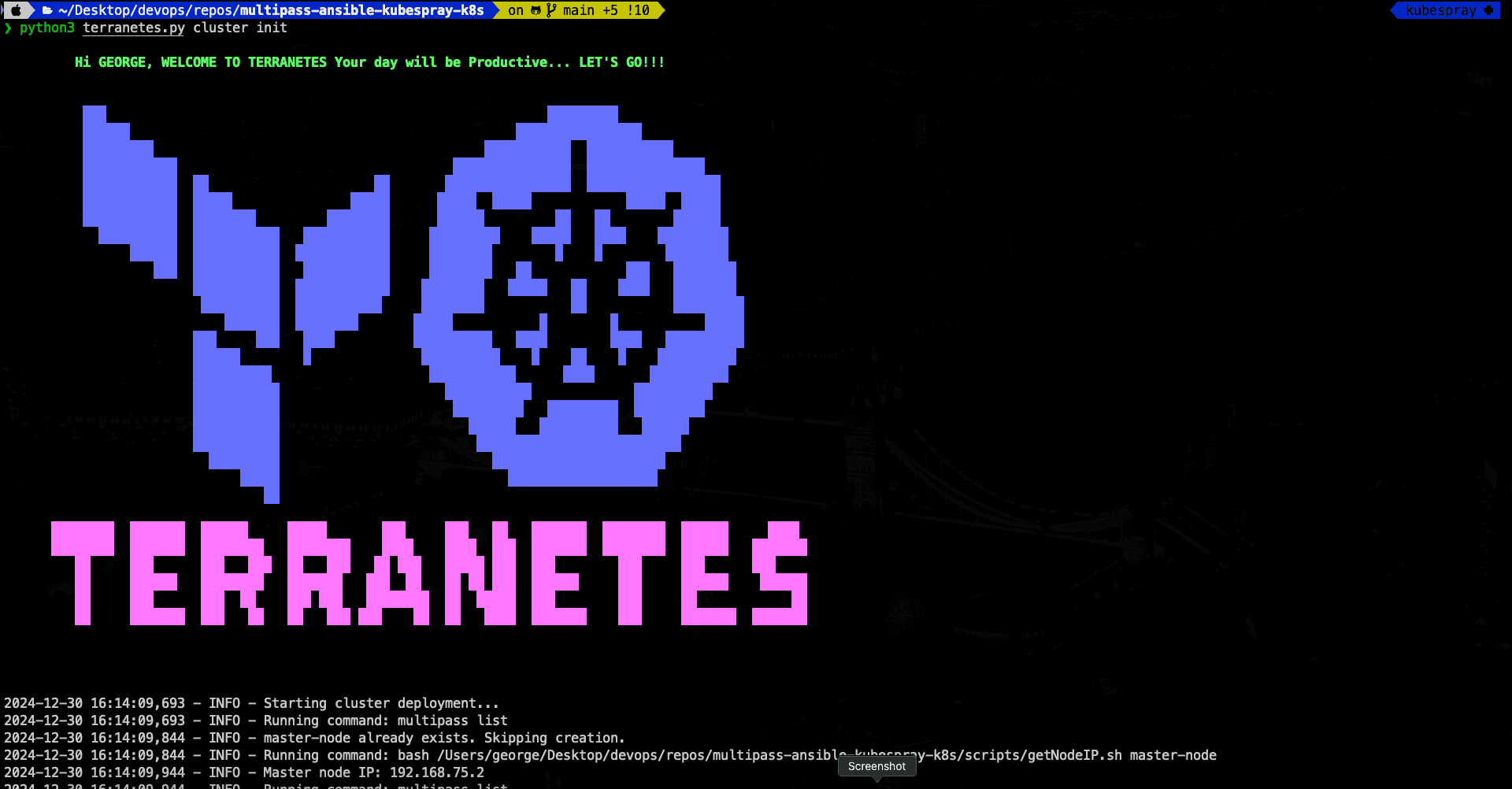 Automating Production-grade multi-node Kubernetes with KUBESPRAY on multipass with Just a single command